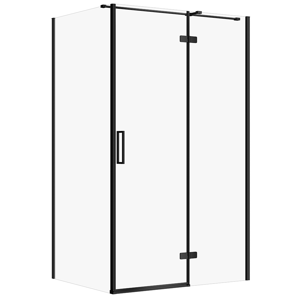 CERSANIT Hranatý sprchový kout JOTA 120x90 pravý černý, čiré sklo S160-027
