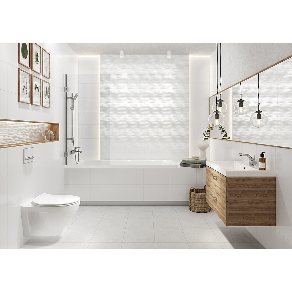 OBKLAD FROSTY WHITE ORGANIC STRUCTURE GLOSSY 25X40