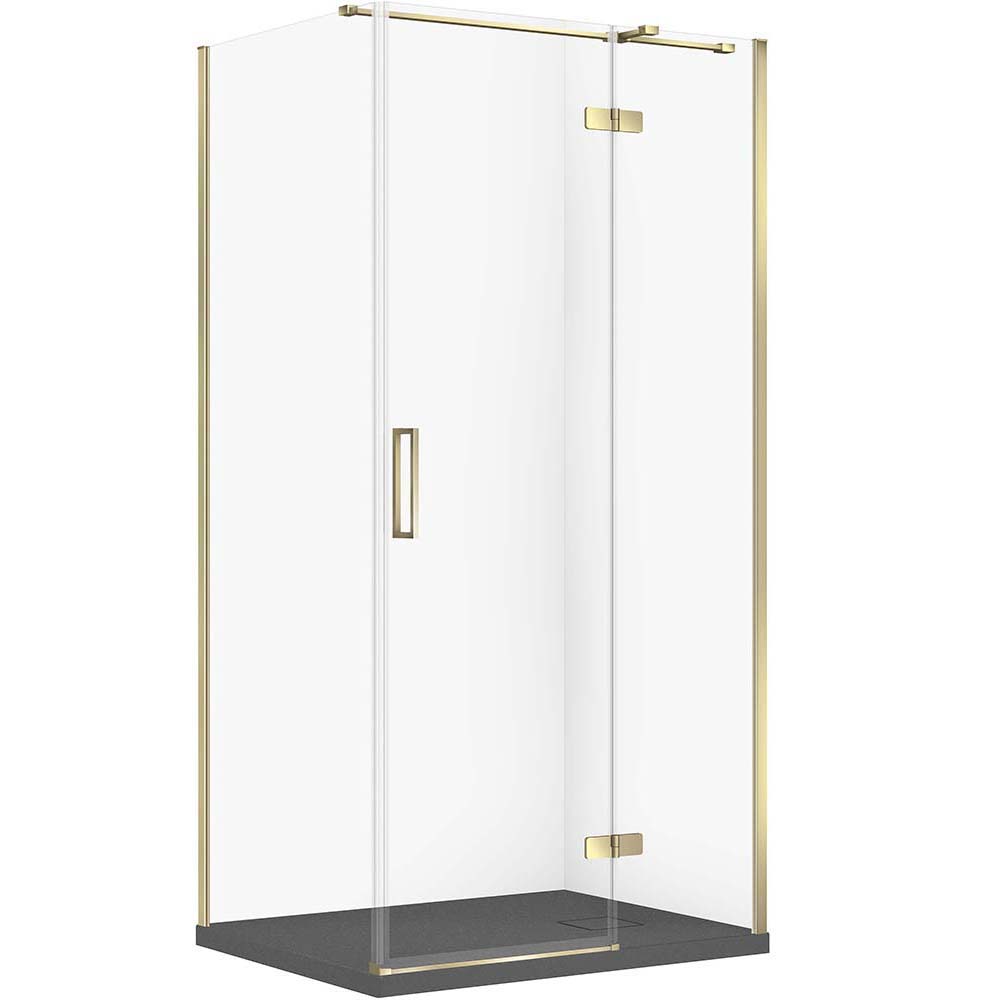CERSANIT Set obdélníkový sprchový kout JOTA pravý 100x80 zlatý, sprchová vanička TAKO SLIM šedá matná S601-386