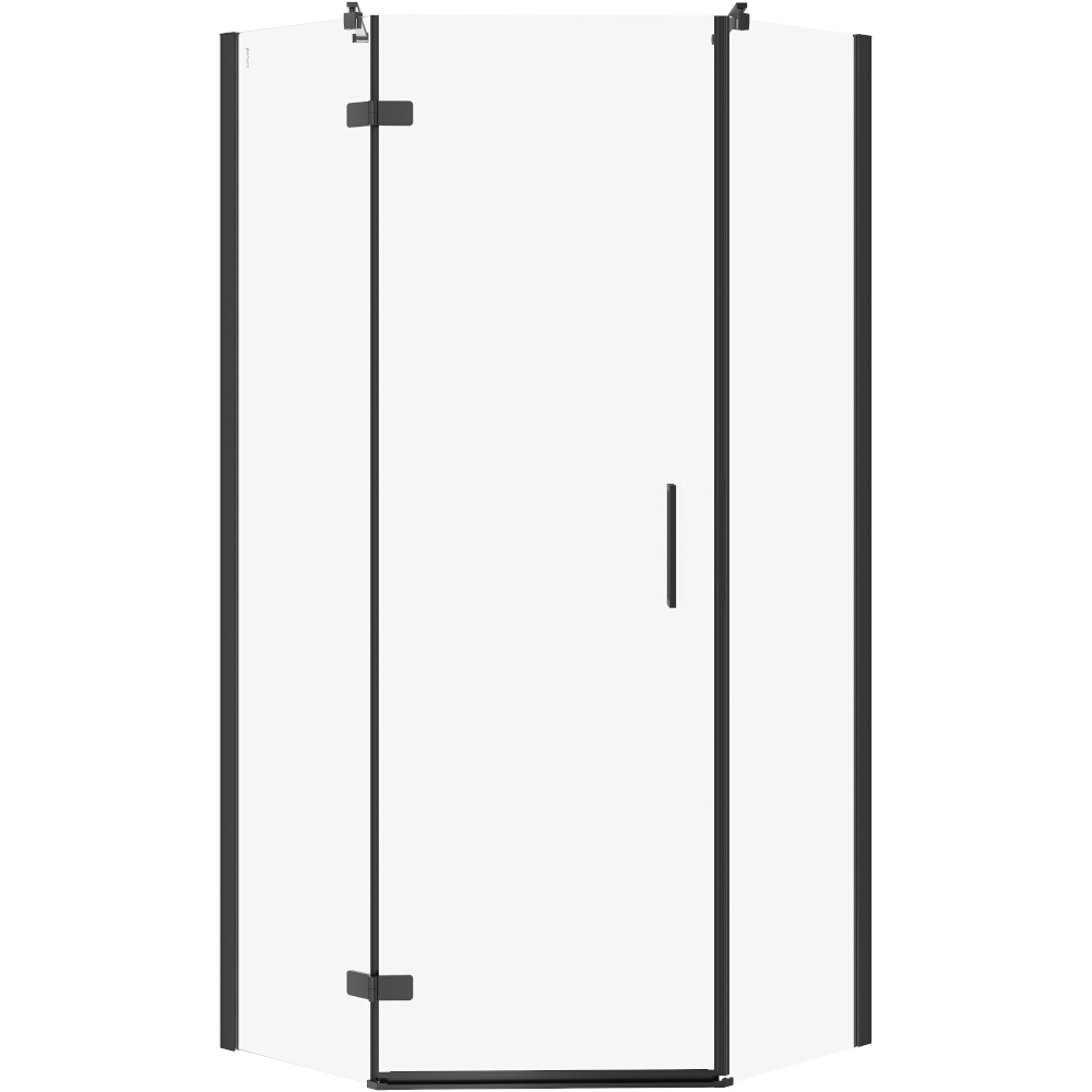 CERSANIT Pětiúhelníkový sprchový kout JOTA levý černý 90x90x195 průhledné sklo S160-016