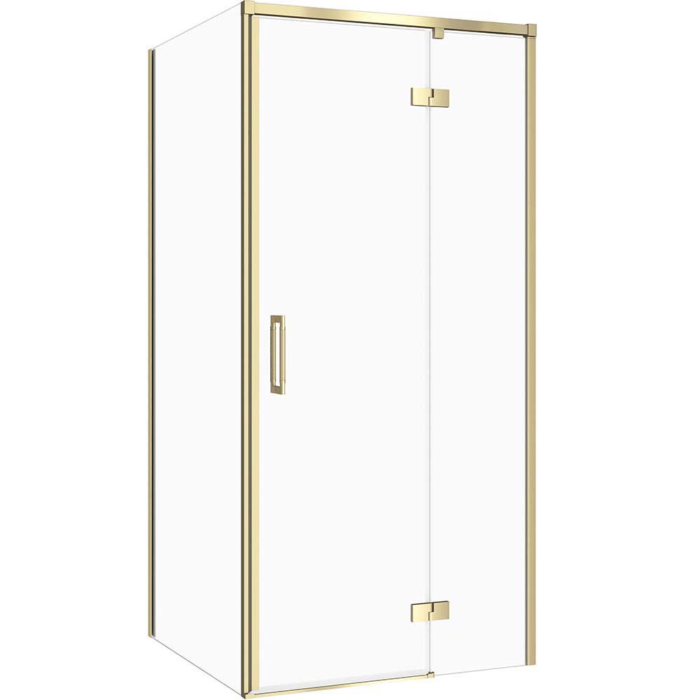 CERSANIT Čtvercový sprchový kout LARGA zlatý matný, pravý 90x90 čiré sklo S601-467