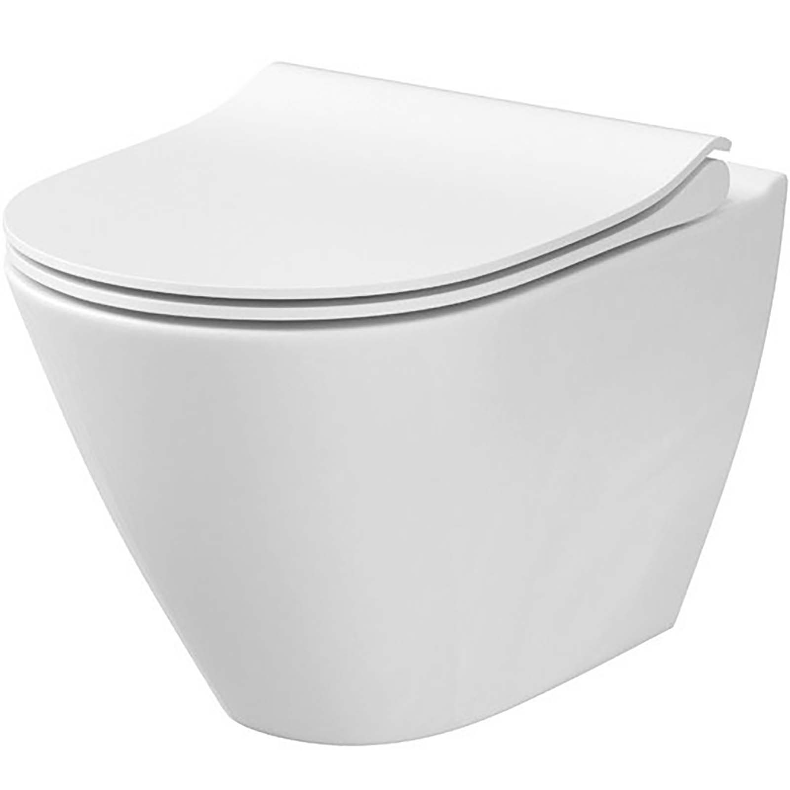 CERSANIT Závěsná WC mísa CITY OVAL NEW hranaté duroplastové sedátko antibakteriální pomalý pád easy release K701-104