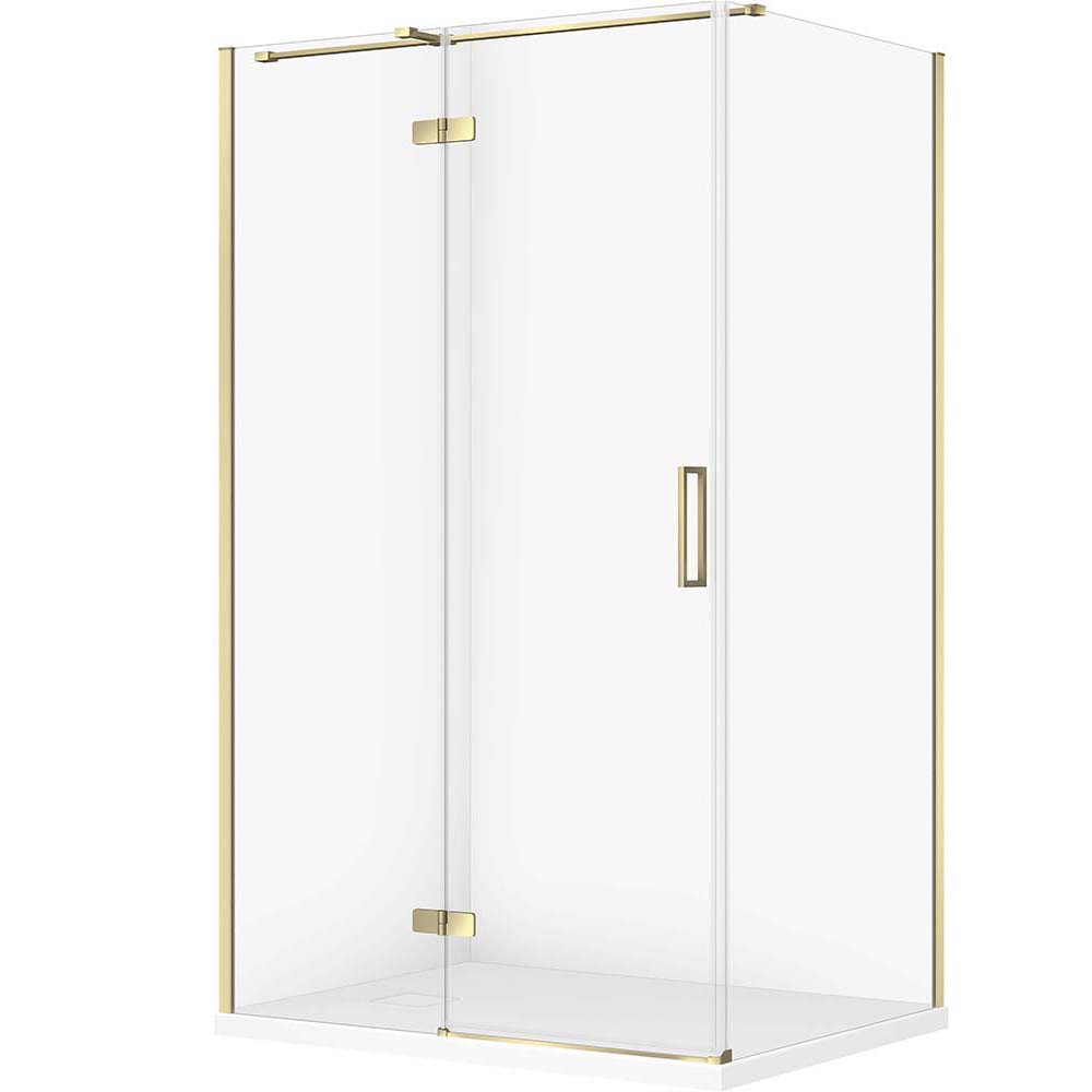 CERSANIT Set obdélníkový sprchový kout JOTA levý 120x90 zlatý, sprchová vanička TAKO SLIM bílá matná S601-409