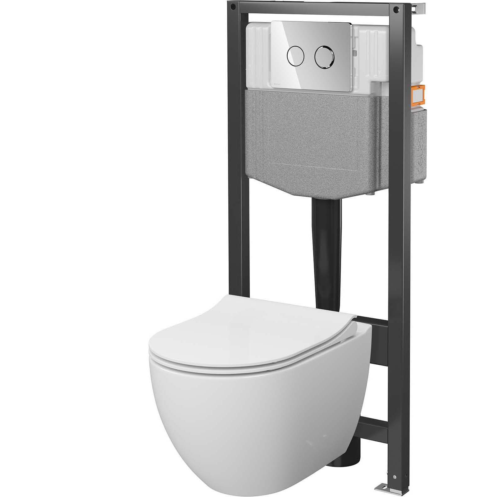 CERSANIT GARDA SYSTEM 50 pneumatická podomítková sada, mísa, deska, chromované tlačítko S4015-001