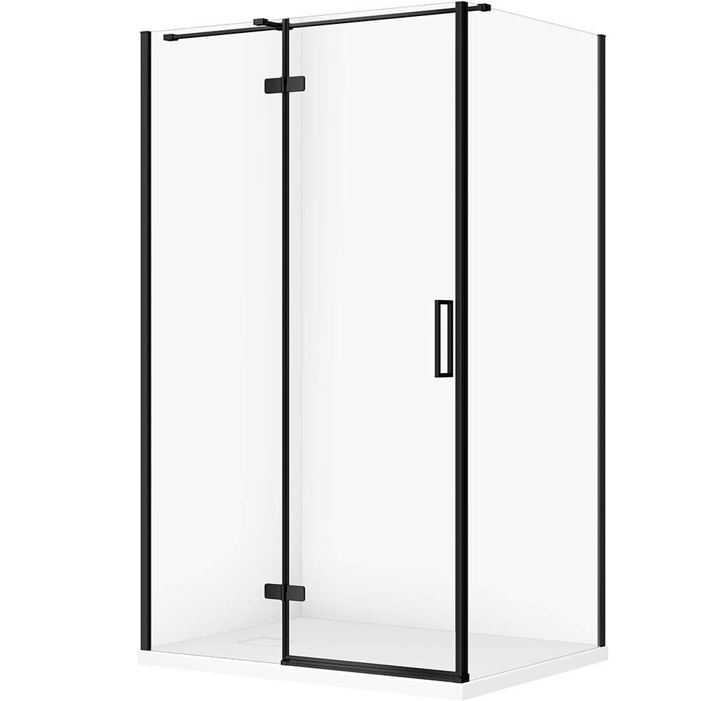 CERSANIT Set obdélníkový sprchový kout JOTA levý 120x90 černý, sprchová vanička TAKO SLIM bílá matná S601-401