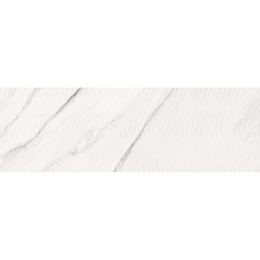 OBKLAD CARRARA CHIC WHITE CHEVRON STRUCTURE GLOSSY 29X89