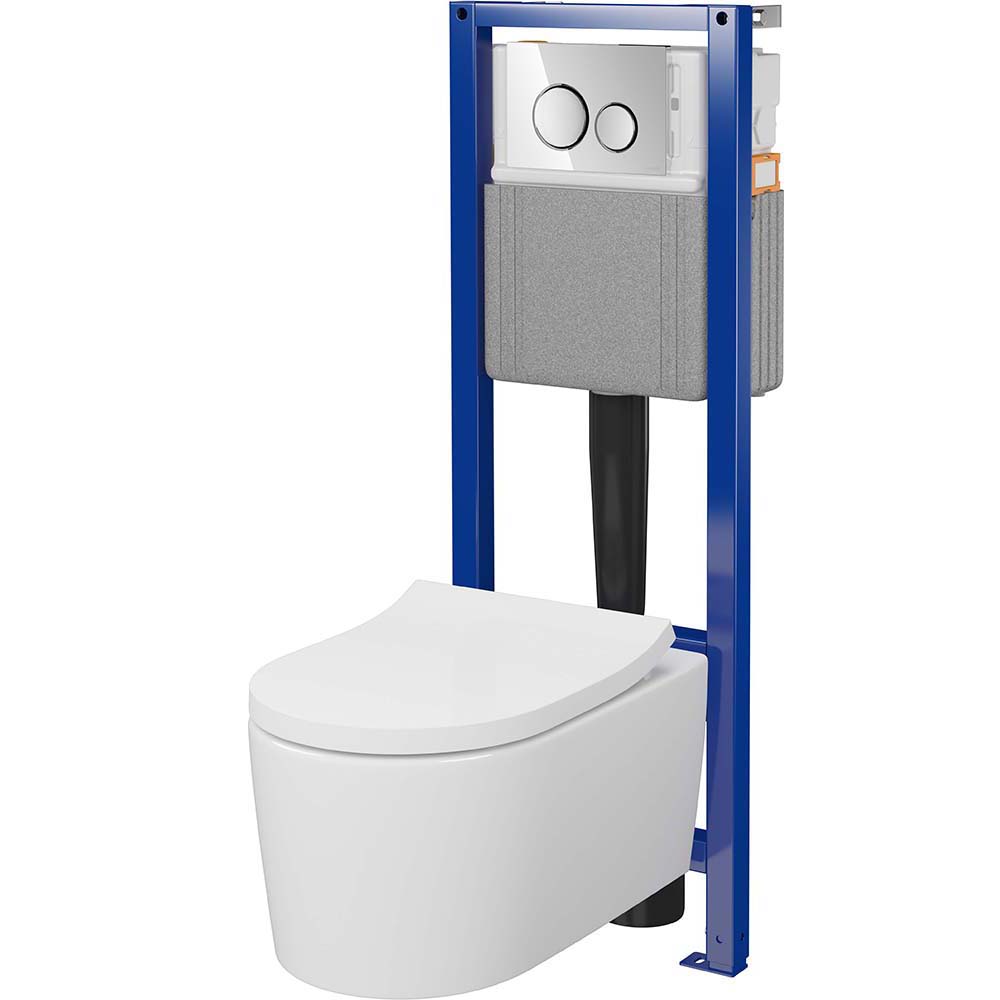 CERSANIT SYSTEM 40 mech podomítková sada, mísa INVERTO s deskou, chromované tlačítko S4025-002