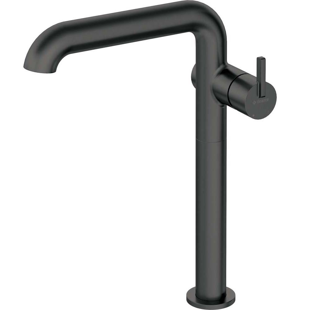 DEANTE SILIA podstavcová baterie, kohoutek vysoký s obdélníkovým výtokem černý BQS_N24K