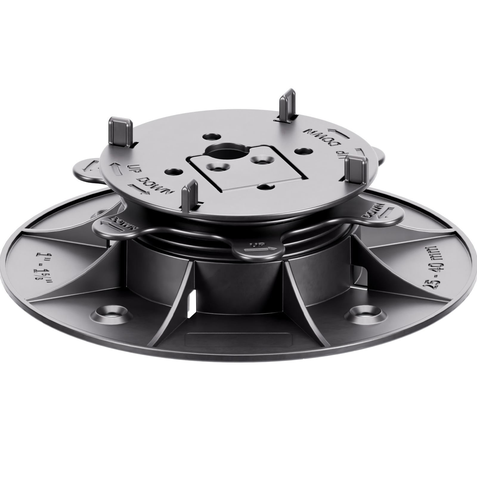 Nastavitelná podložka CLEVER LEVEL 25–40 mm pro odvětrávané terasy, spára 3 mm Nastavitelná podložka CLEVER LEVEL 25–40 mm pro odvětrávané terasy, spára 3 mm