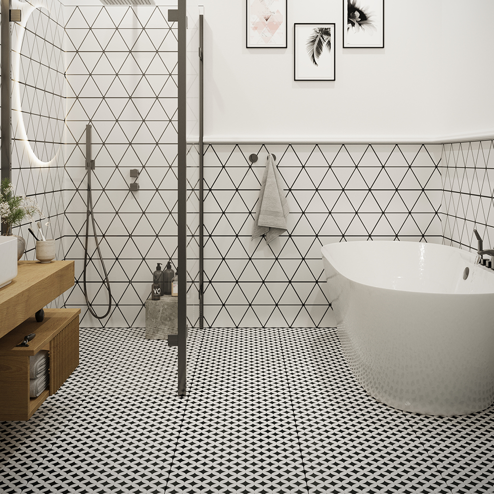 DLAŽBA TRENZA NEGRO WHITE/BLACK MAT 44X44 DLAŽBA TRENZA NEGRO WHITE/BLACK MAT 44X44