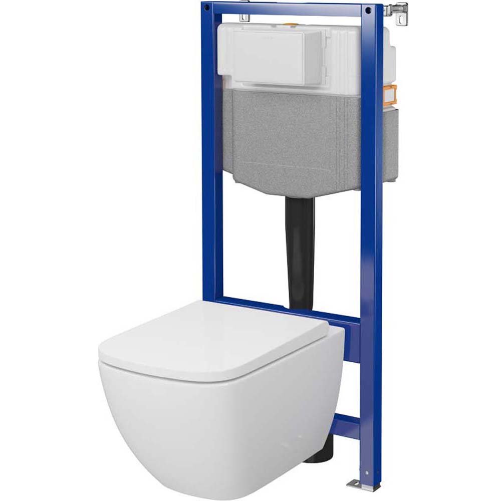 CERSANIT Podomítková sada AQUA 50 MECH QF mísa ZEN PRO SQUARE, duroplastová deska S701-886