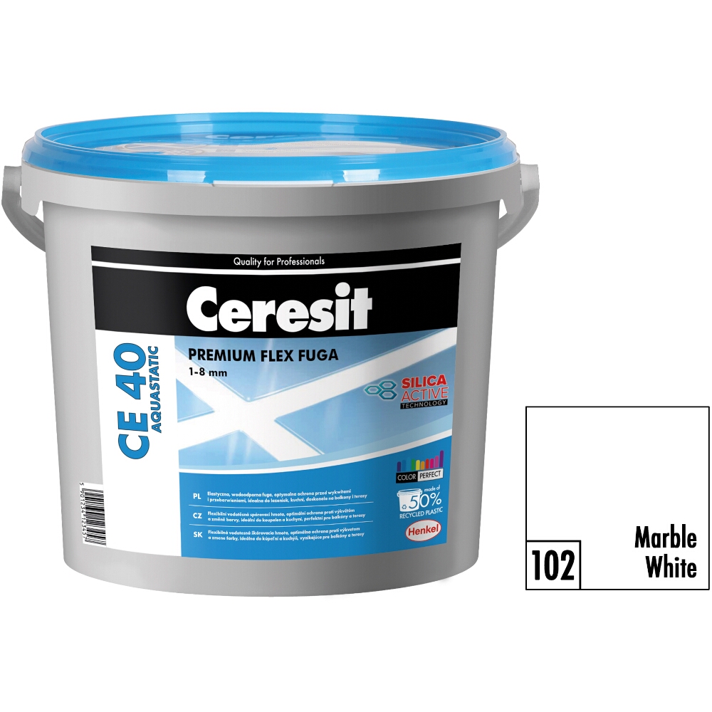 Flexibilní spárovací hmota Ceresit CE 40 Aquastatic marble white, 5 kg