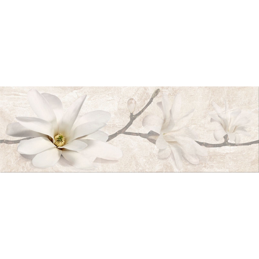 OBKLAD STONE FLOWERS BEIGE INSERTO GLOSSY 25X75