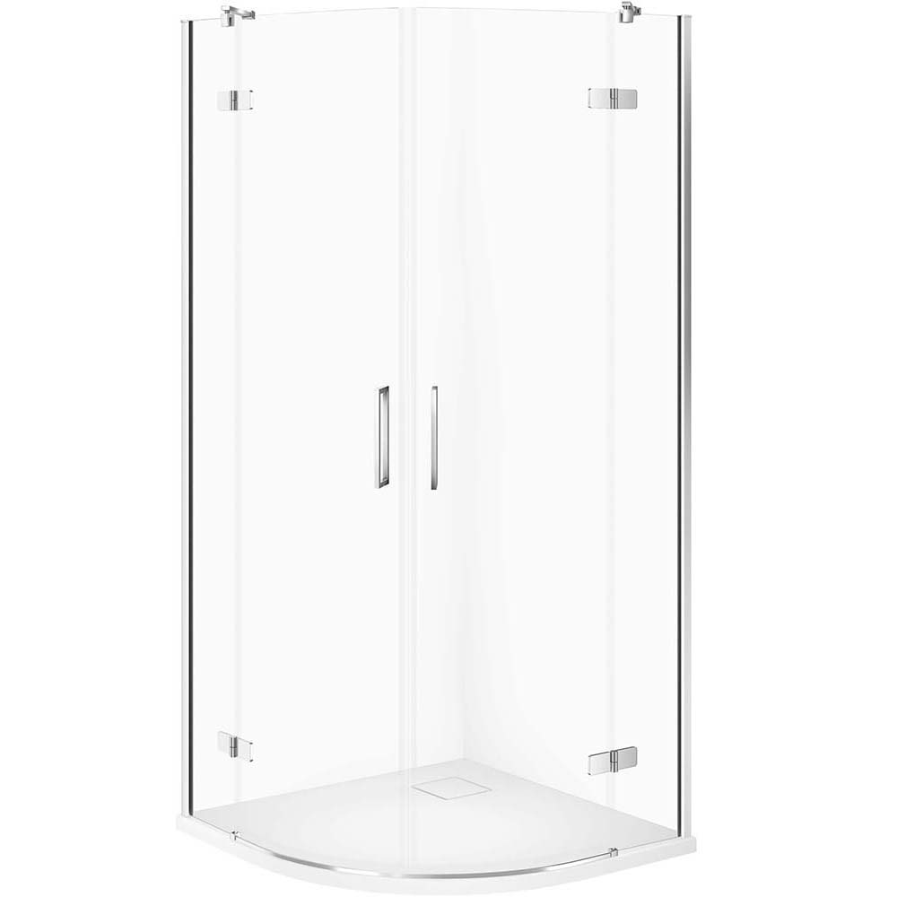 CERSANIT JOTA 90x90 chromová sada půlkruhového sprchového koutu, TAKO SLIM sprchová vanička bílá matná S601-447