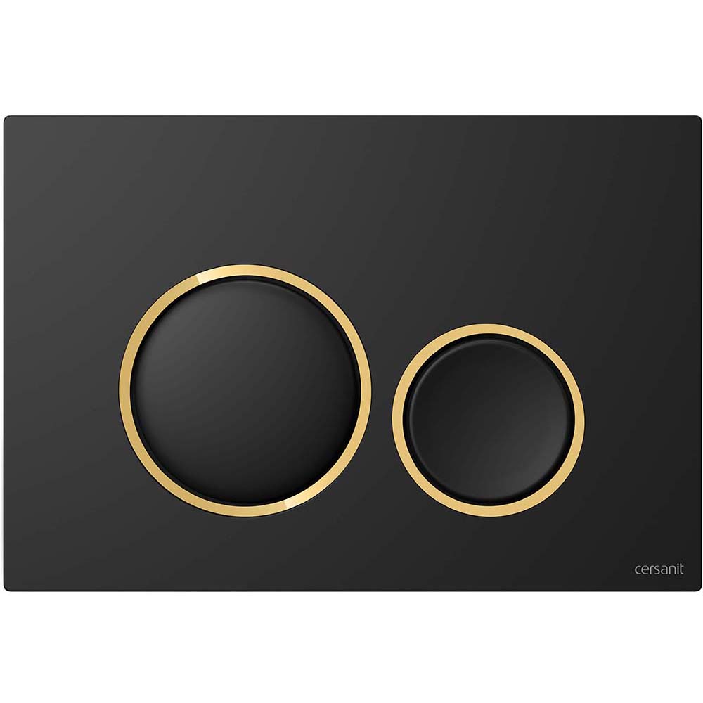 CERSANIT WC ovládací tlačítko LUNA černá matná, zlatý lesklý kroužek K97-0632