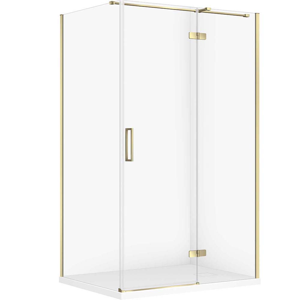 CERSANIT Set obdélníkový sprchový kout JOTA pravý 120x90 zlatý, sprchová vanička TAKO SLIM bílá S601-406