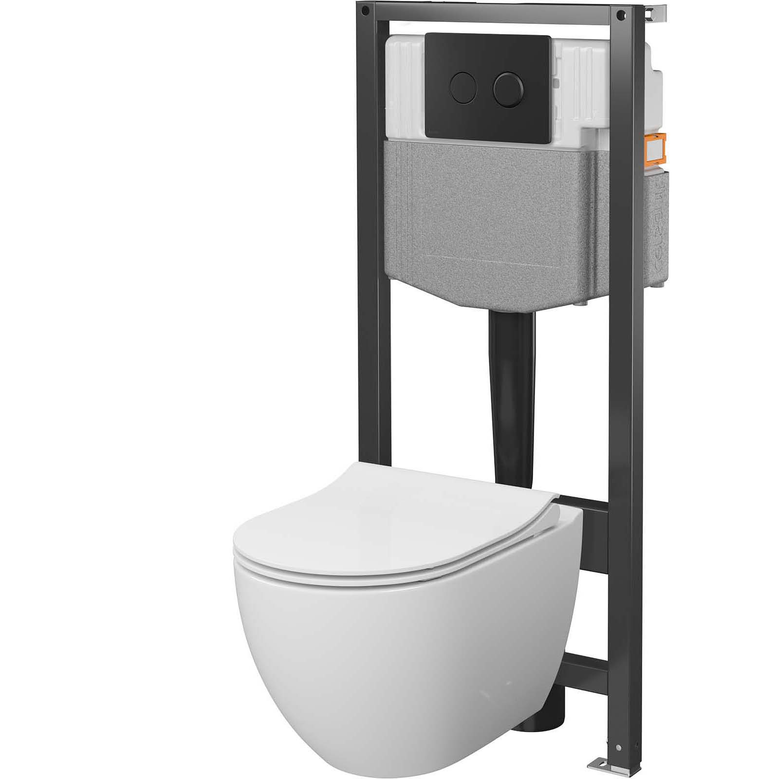 CERSANIT Podomítková sada GARDA SYSTEM 50 pneumatická, mísa, sedátko, tlačítko černá S4015-002