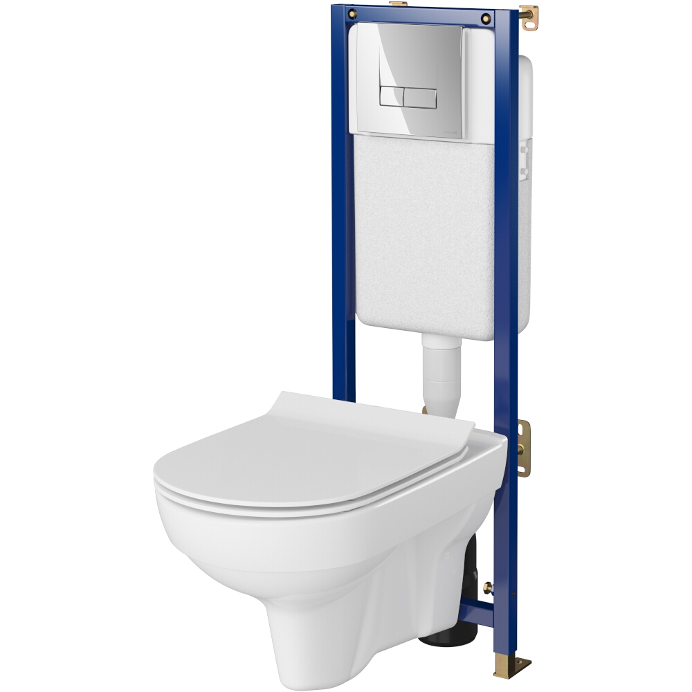 CERSANIT CROMO TECH LINE BASE WC, WC sedátko a tlačítko S701-701