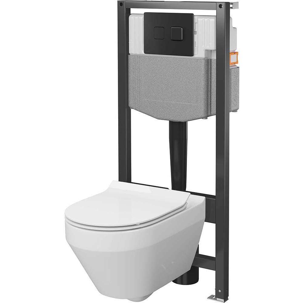 CERSANIT SYSTEM 50 pneumatická podomítková sada, CREA vířivá mísa, černé matné tlačítko S4023-002