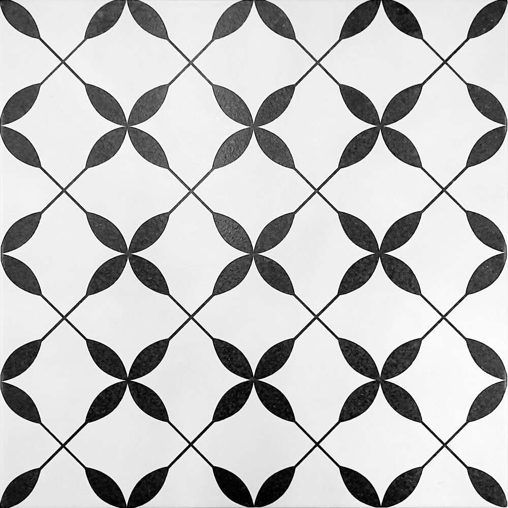 DLAŽBA PATCHWORK BLACK&WHITE FLOWER PATTERN SATIN 29,8X29,8 (II. JAKOST)
