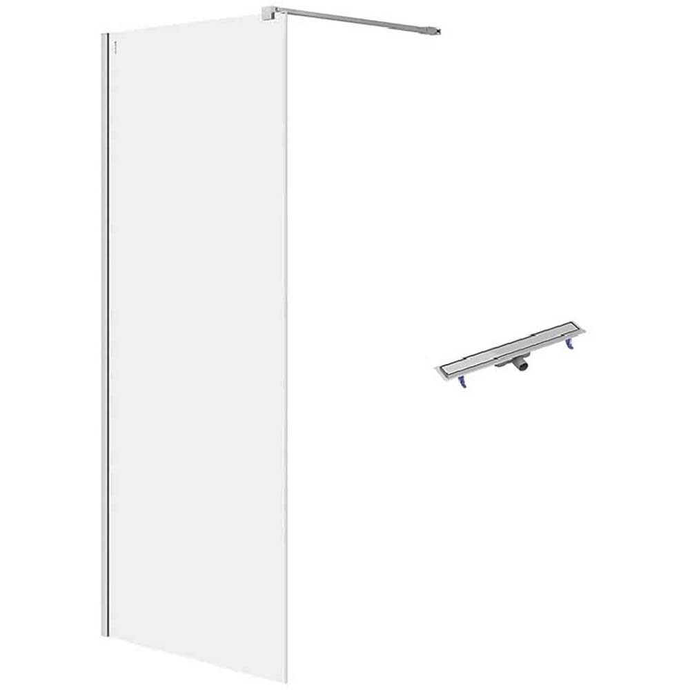 CERSANIT Walk-in sprchový kout MILLE chrom 80x200 lineární žlab TAKO 70 ocel S601-245