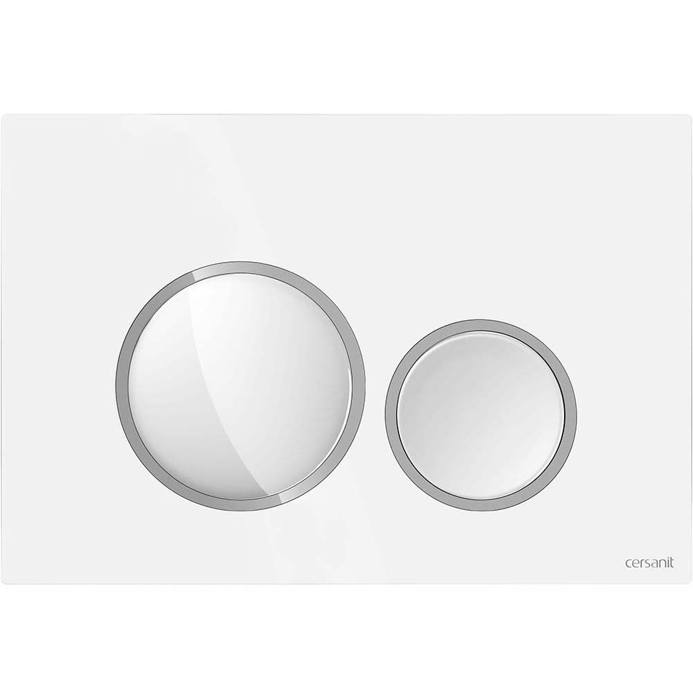 CERSANIT Ovládací tlačítko WC LUNA lesklá bílá, kruh lesklý chrom K97-0627
