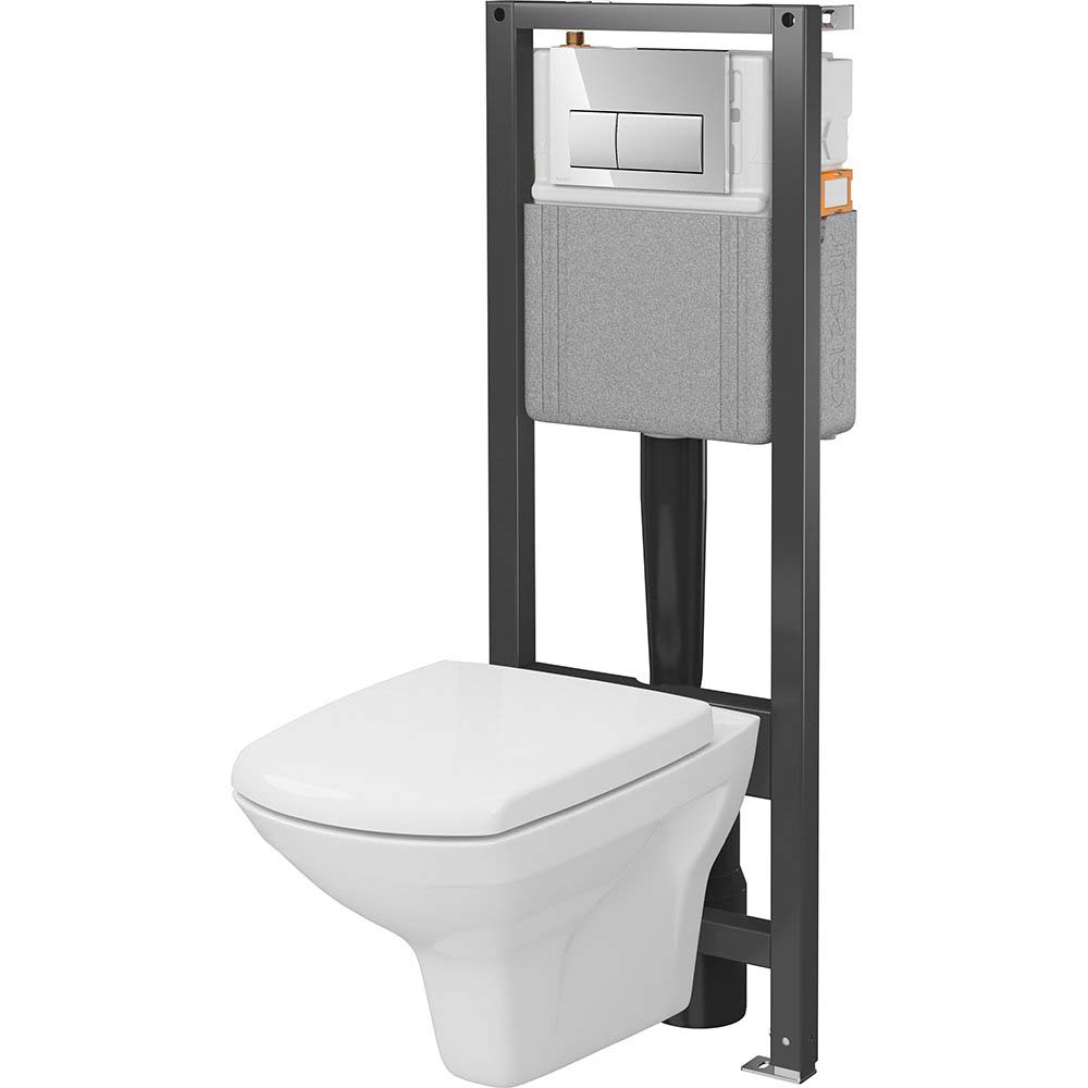 CERSANIT CROMO NEW 40 mechanická podomítková sada, miska, deska, chromované tlačítko S4012-001