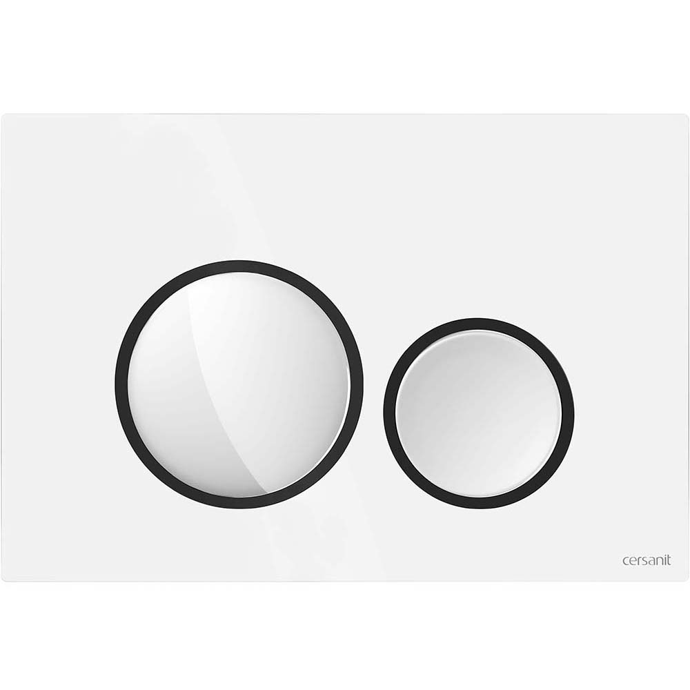 CERSANIT WC ovládací tlačítko LUNA lesklé bílé, černé bílé prstencové matné K97-0628