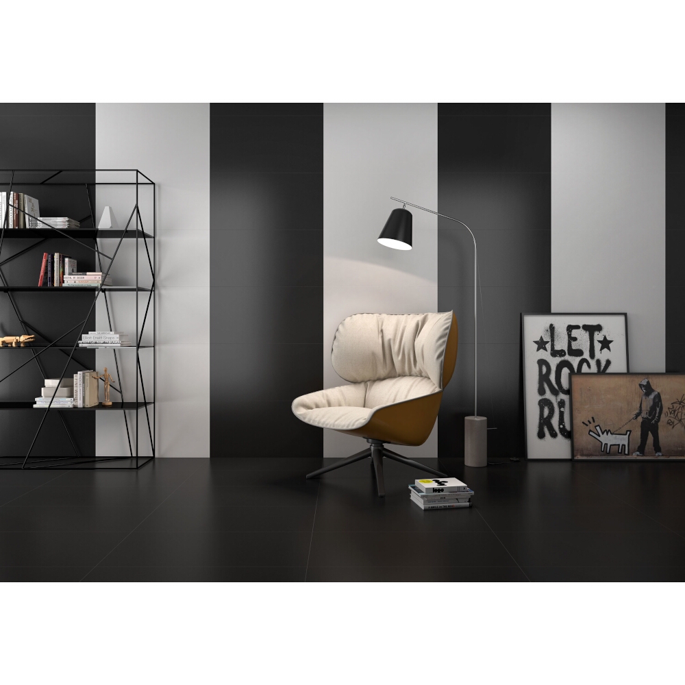 Glazované dlaždice hiszpański Geotiles CROMATIC Black 60x60 gat. I