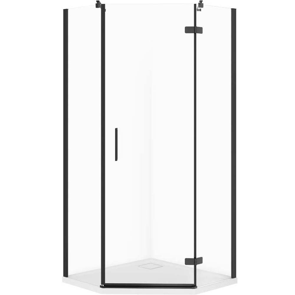 CERSANIT JOTA sprchový kout pětiúhelníkový pravý černý 90x90 se sprchovou vaničkou TAKO slim S601-165