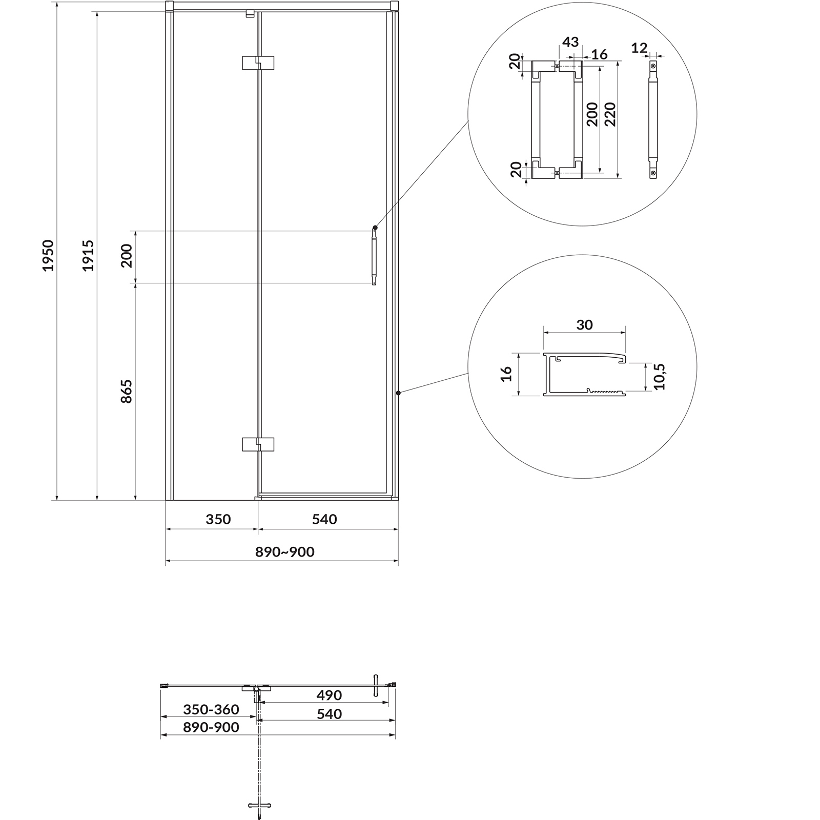 CERSANIT Hranatý sprchový kout LARGA zlatý, levý, 90x80 čiré sklo S601-465 CERSANIT Hranatý sprchový kout LARGA zlatý, levý, 90x80 čiré sklo S601-465