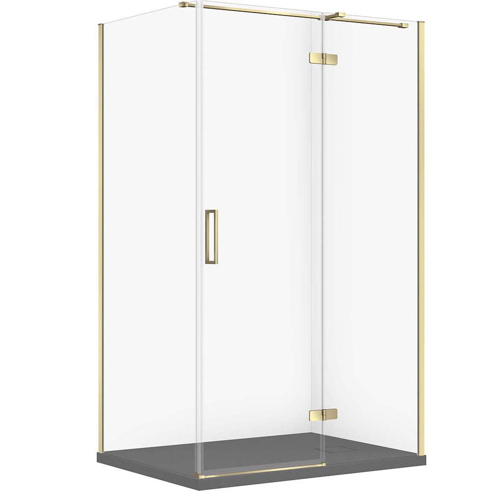 CERSANIT Set obdélníkový sprchový kout JOTA pravý 120x90 zlatý, sprchová vanička TAKO SLIM šedá matná S601-410