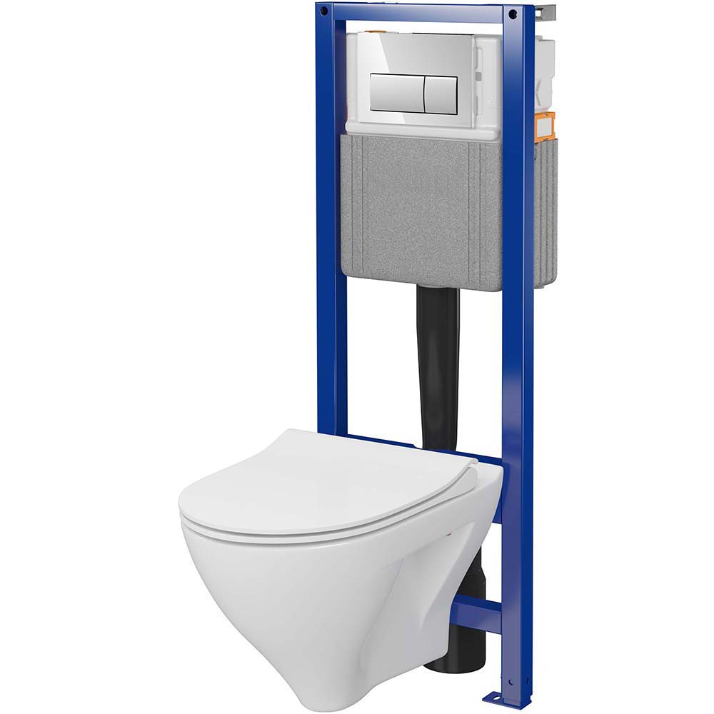 CERSANIT SYSTEM 40 mech podomítková sada, mísa MILLE s deskou, chromované tlačítko S701-780