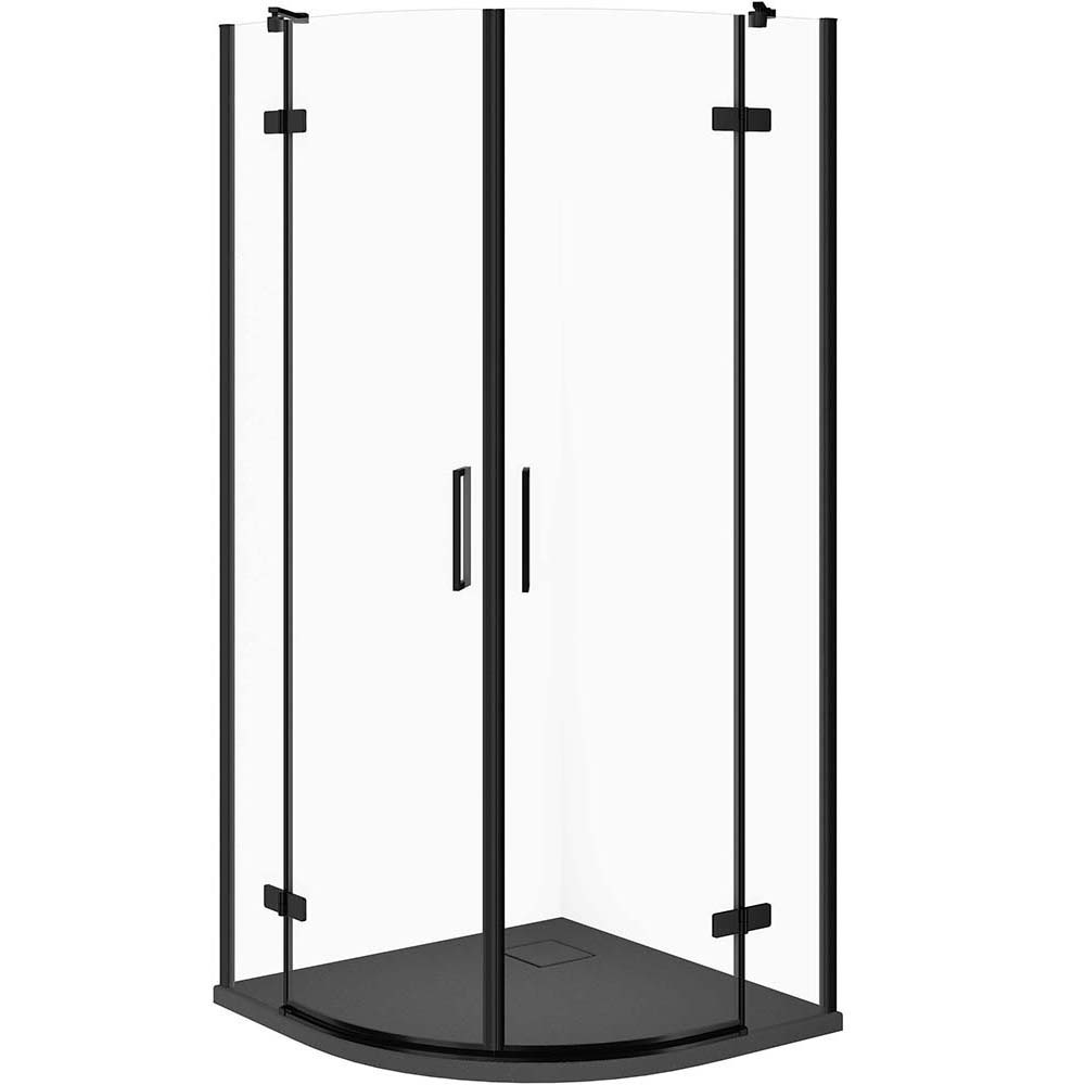 CERSANIT Set půlkruhový sprchový kout JOTA 90x90 černý, vanička TAKO SLIM šedá matná S601-452 CERSANIT Set půlkruhový sprchový kout JOTA 90x90 černý, vanička TAKO SLIM šedá matná S601-452