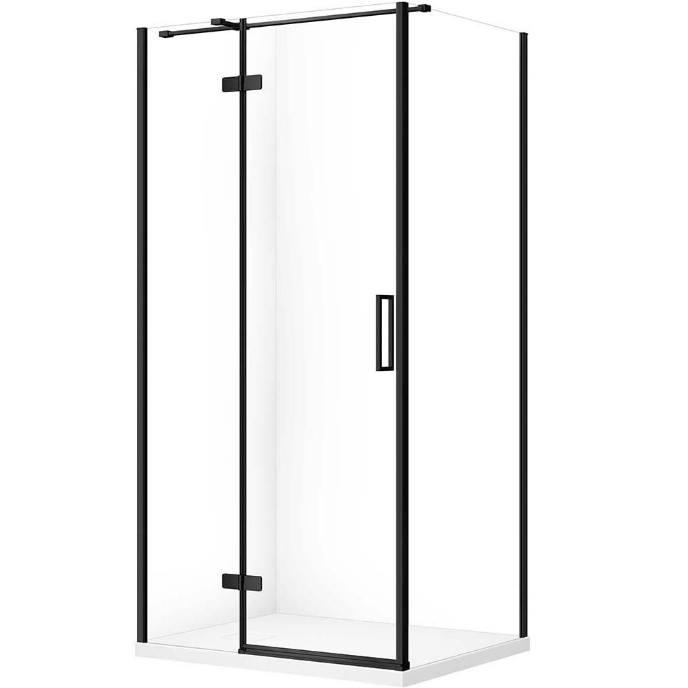 CERSANIT Set obdélníkový sprchový kout JOTA levý 100x80 černý, sprchová vanička TAKO SLIM bílá matná S601-393