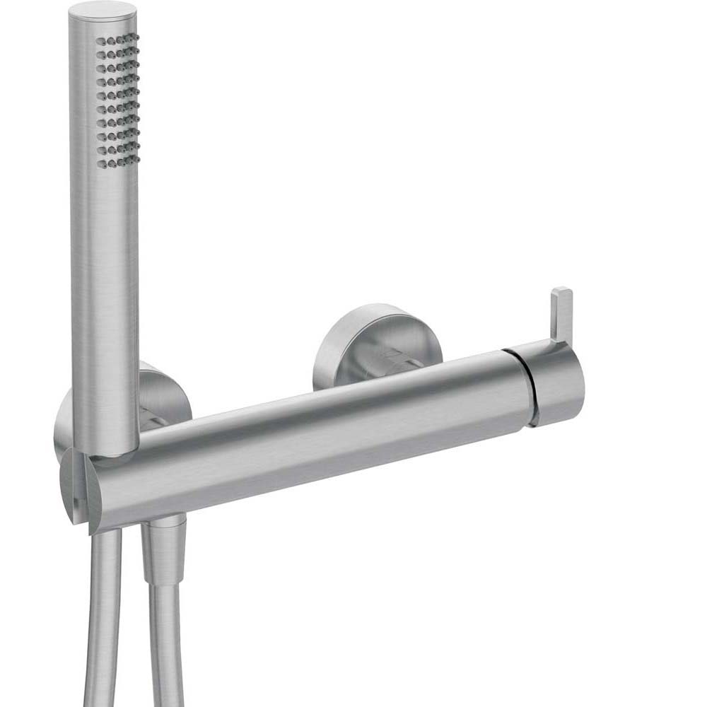 DEANTE Sprchový kohoutek SILIA na stěnu s sprchovou sadou z broušené oceli BQS_F41M