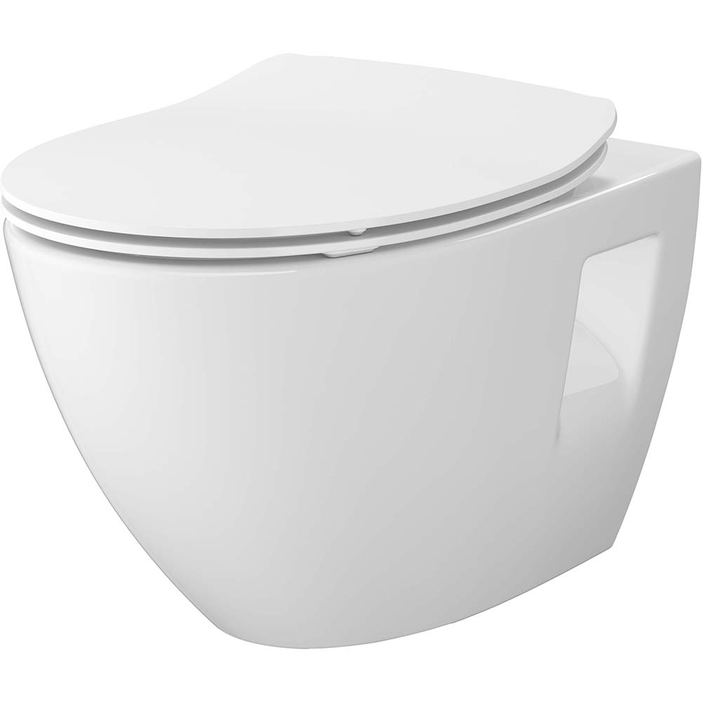 CERSANIT MODUO PLUS OVAL závěsná mísa SLIM duroplast sedátko s měkkým zavíráním S701-724