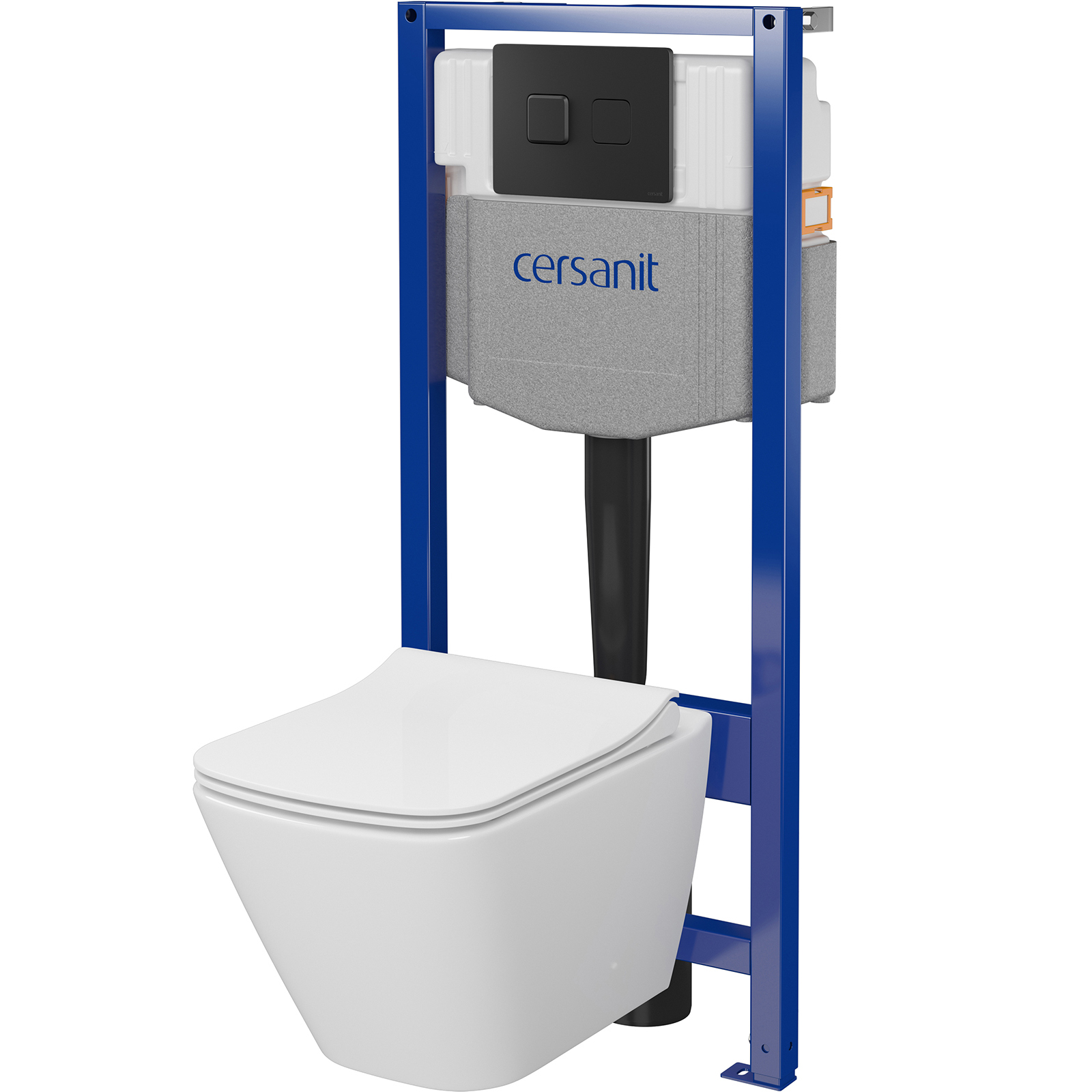 CERSANIT SYSTEM 50 pneumatická podomítková sada, mísa CITY, sedátko, černé tlačítko S701-777