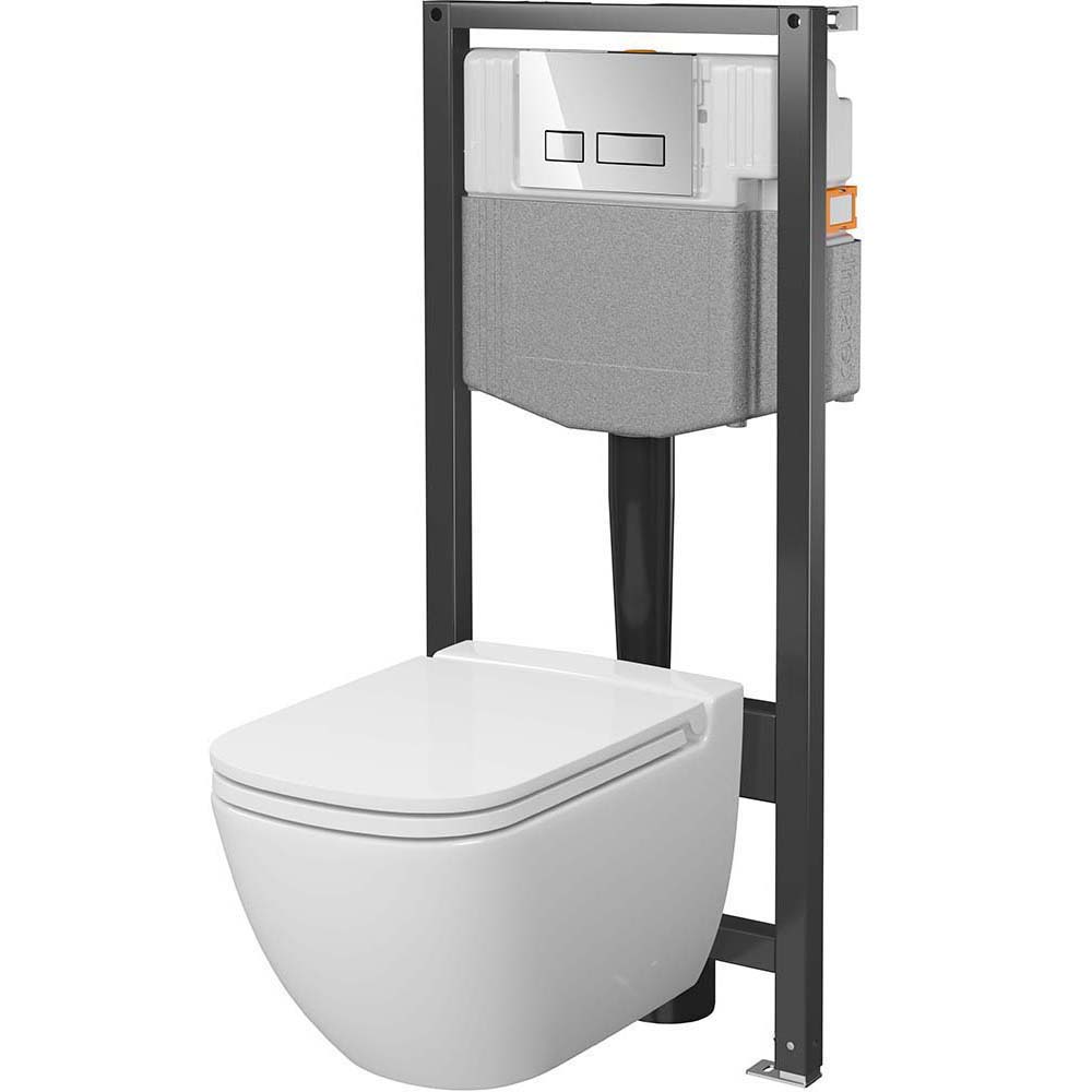 CERSANIT COBE SYSTEM 50 mech podomítková sada, miska CASPIA, deska, chromované tlačítko S4014-001