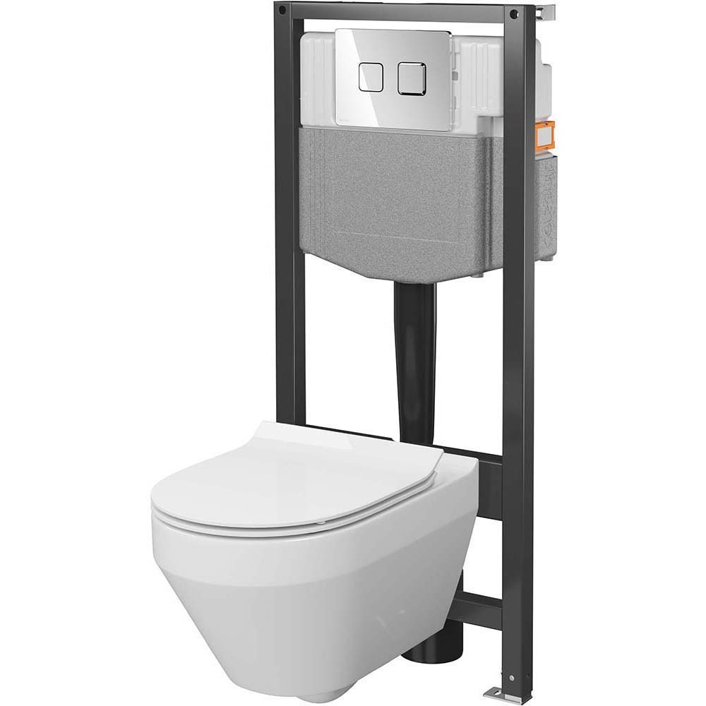 CERSANIT SYSTEM 50 pneumatická podomítková sada, CREA vířivá mísa, deska, chromované tlačítko S4023-001