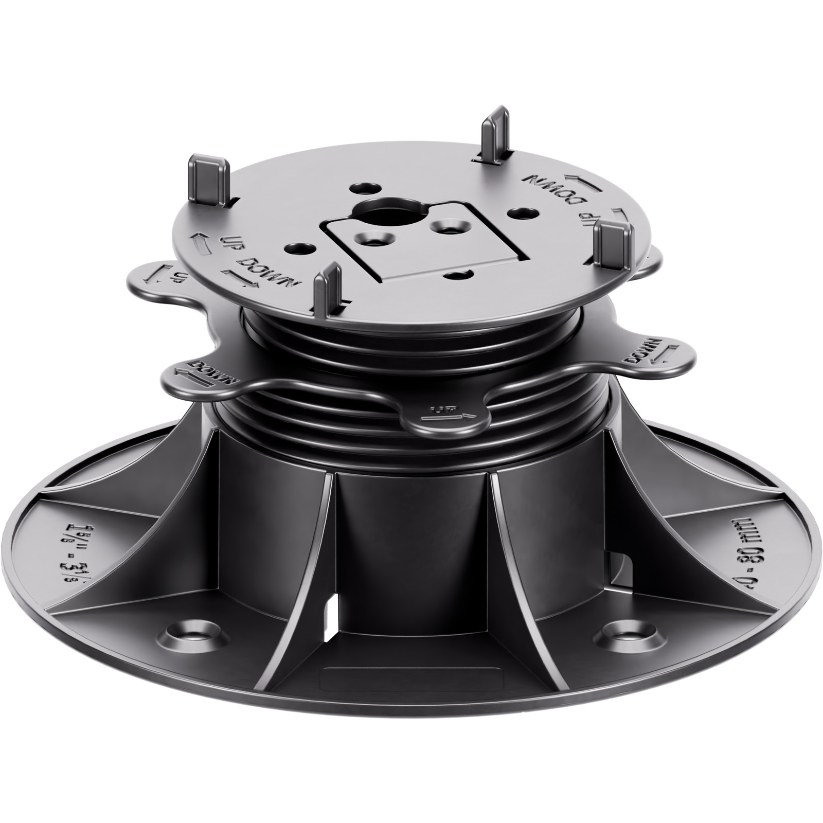 Nastavitelná podložka CLEVER LEVEL 40–80 mm pro odvětrávané terasy, spára 3 mm