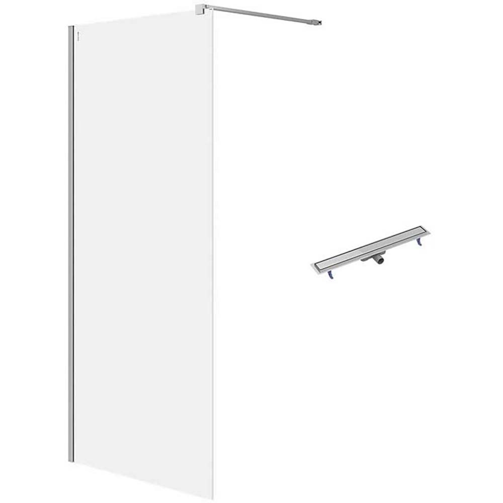 CERSANIT Walk-in sprchový kout MILLE chrom 90x200 lineární žlab TAKO 80 ocel S601-242