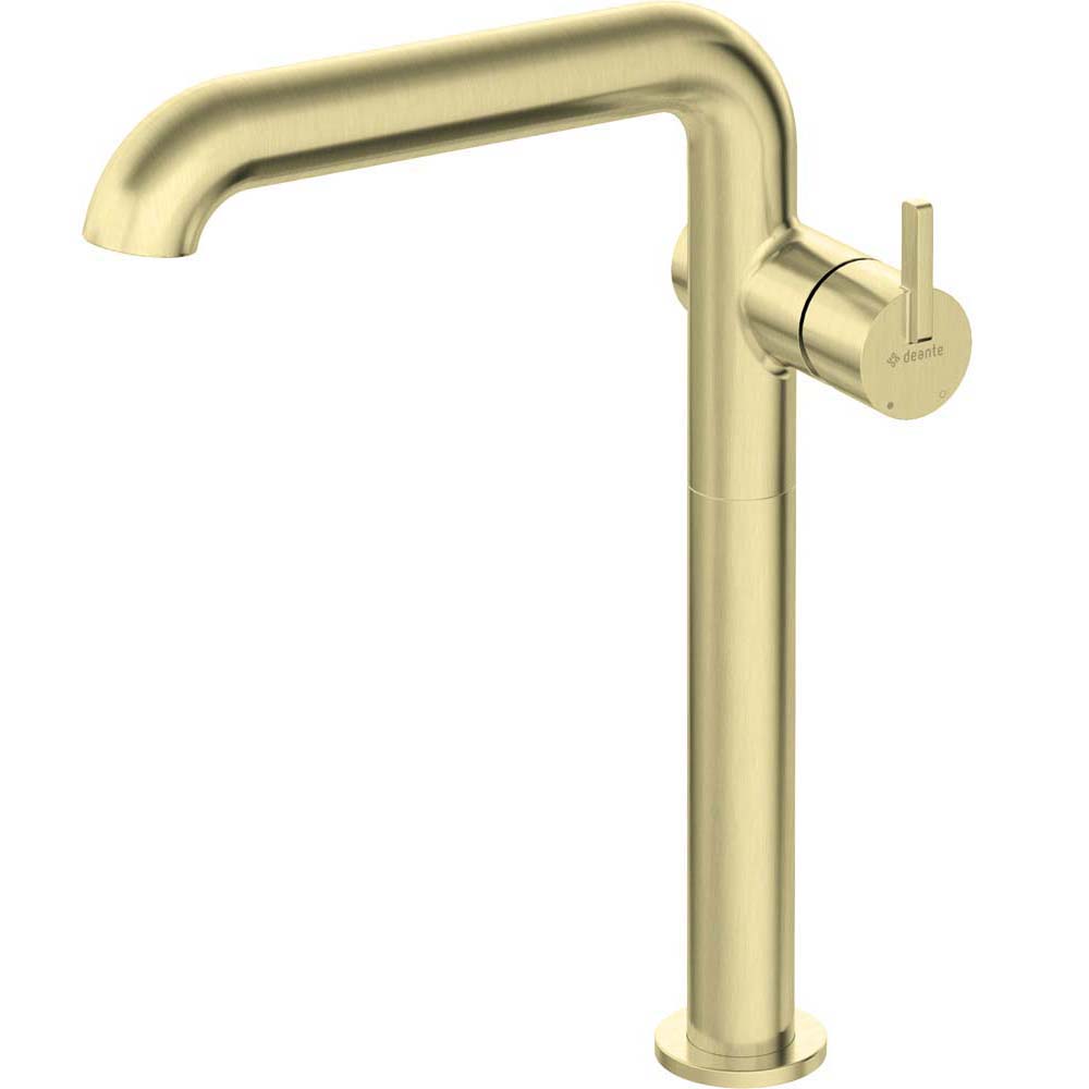 DEANTE SILIA podstavcová voda na umyvadlo vysoko s obdélníkovým výlevem poštěpovaným zlatým BQS_R24K