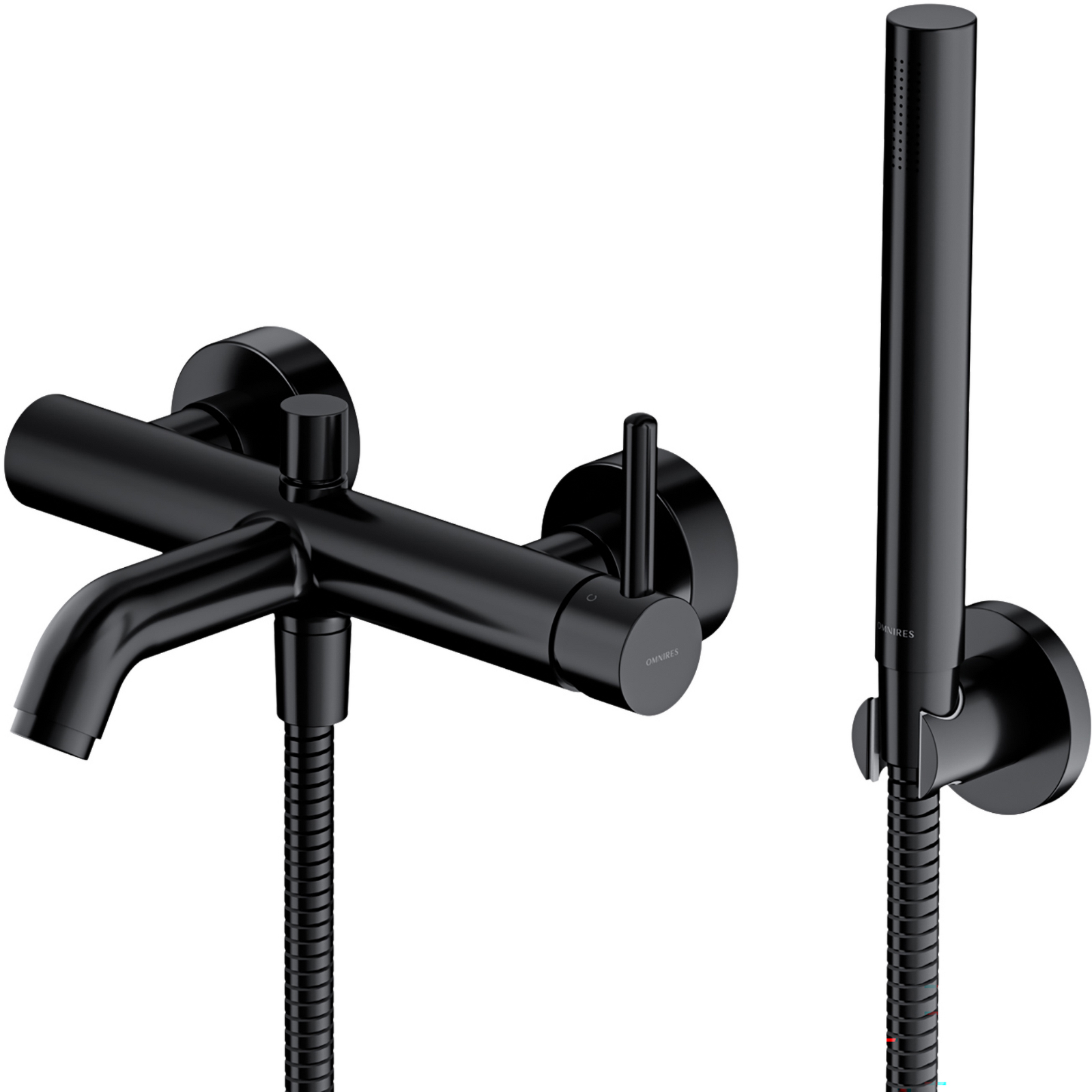 OMNIRES Y nástěnná vana míchačka se sprchovou sadou černá polomatná Y1231BL