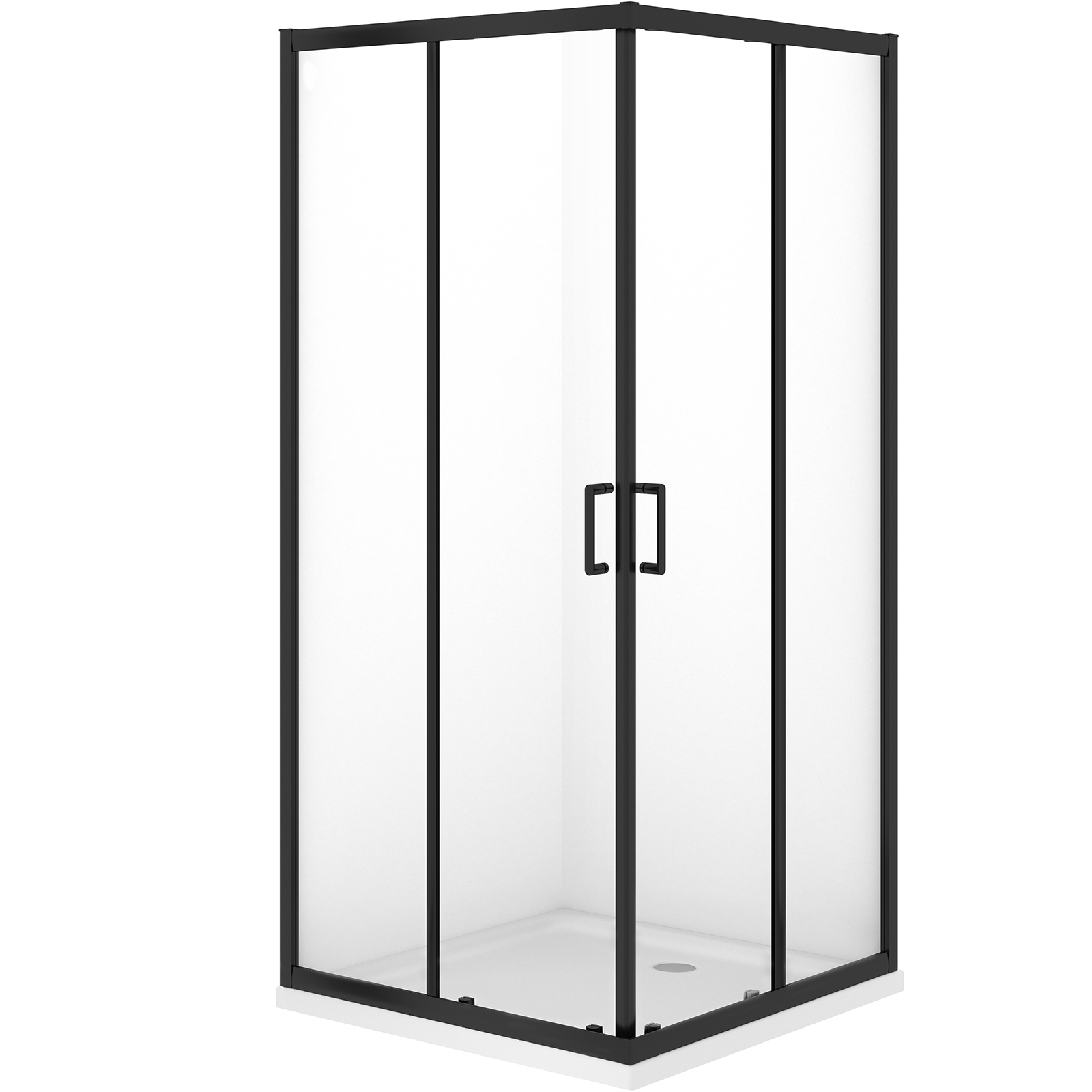 CERSANIT VERSO sada sprchových koutů s černým profilem a vaničkou TAKO 80X80 cm S601-252