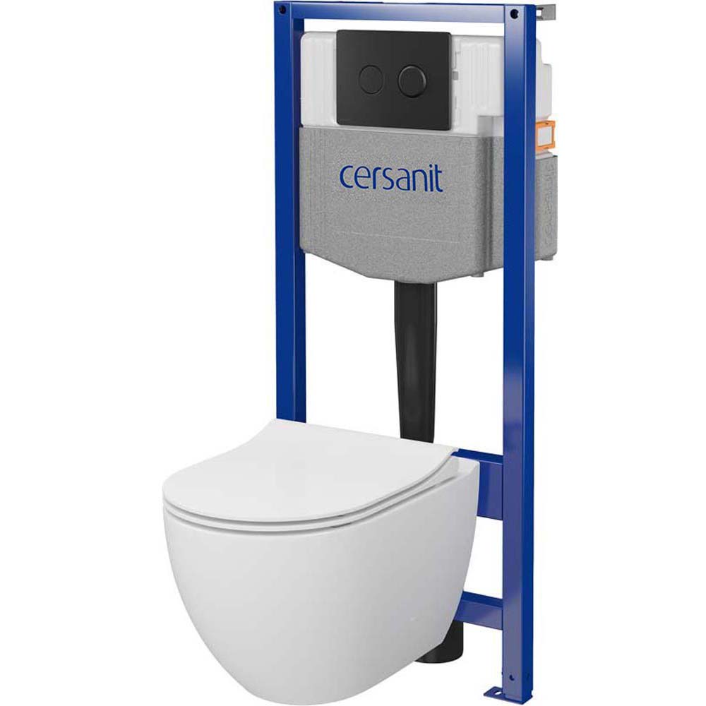 CERSANIT GARDA SYSTEM 50 pneumatická podomítková sada, mísa, sedátko, černé tlačítko S701-762