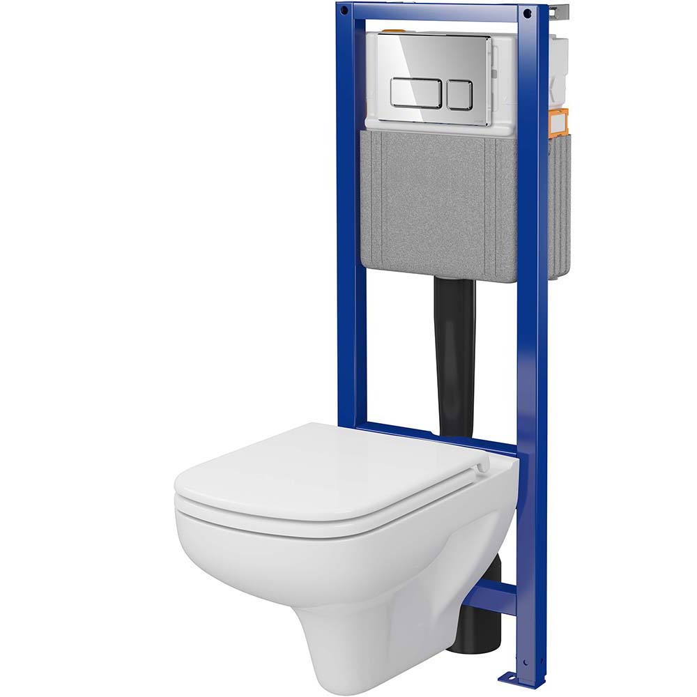 CERSANIT SYSTEM 40 mech podomítková sada, mísa COLOR s deskou, chromované tlačítko S701-768