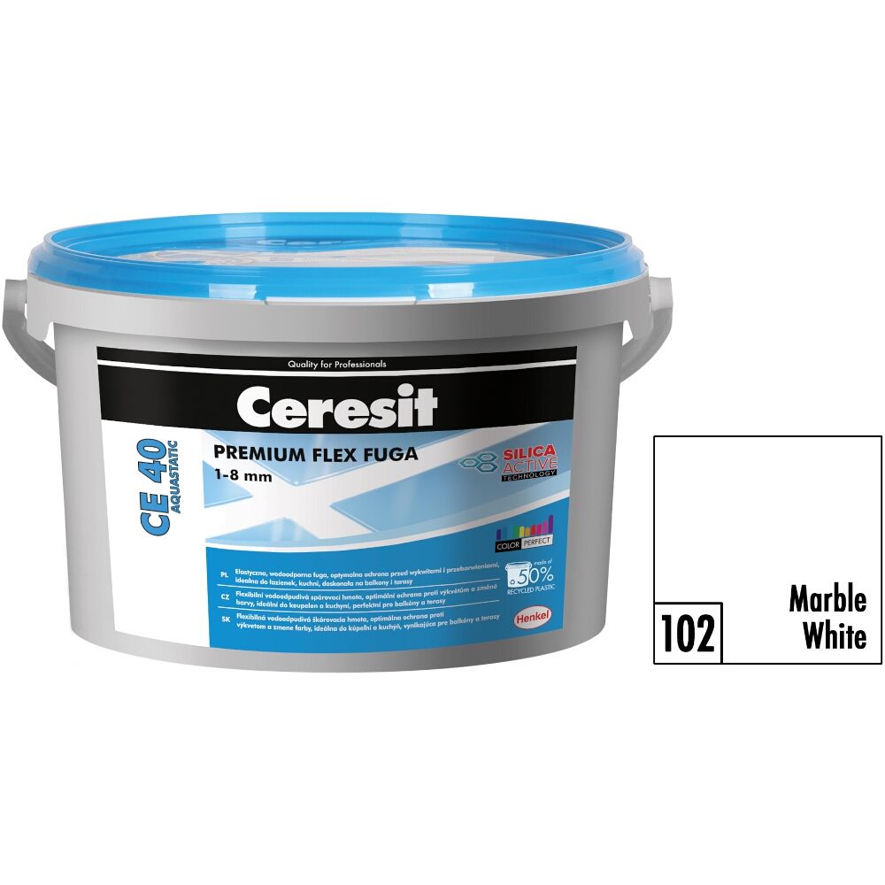 Flexibilní spárovací hmota Ceresit CE 40 Aquastatic marble white, 2 kg