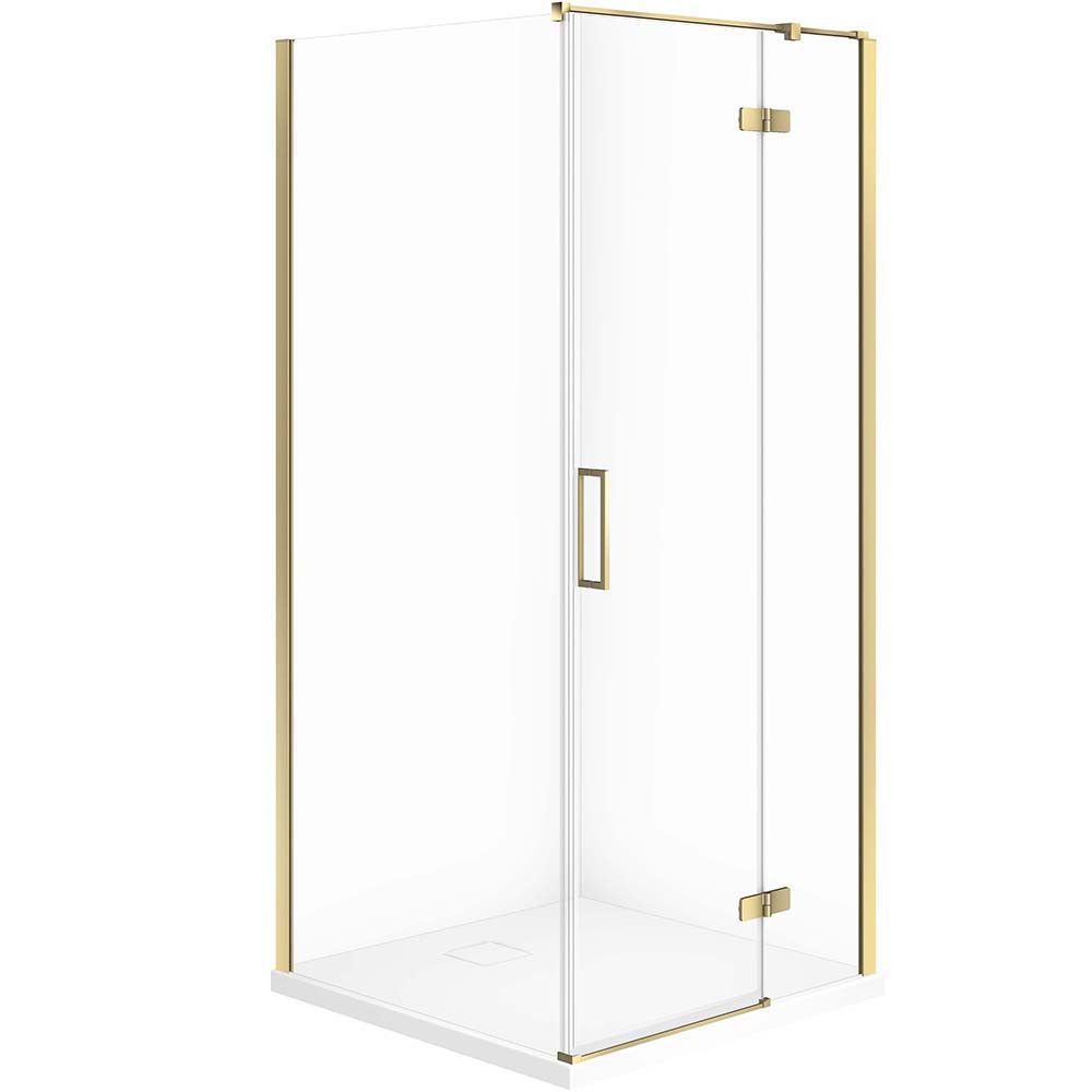 CERSANIT JOTA sada sprchových koutů pravá 90x90 zlatá, vanička TAKO SLIM bílá matná S601-376