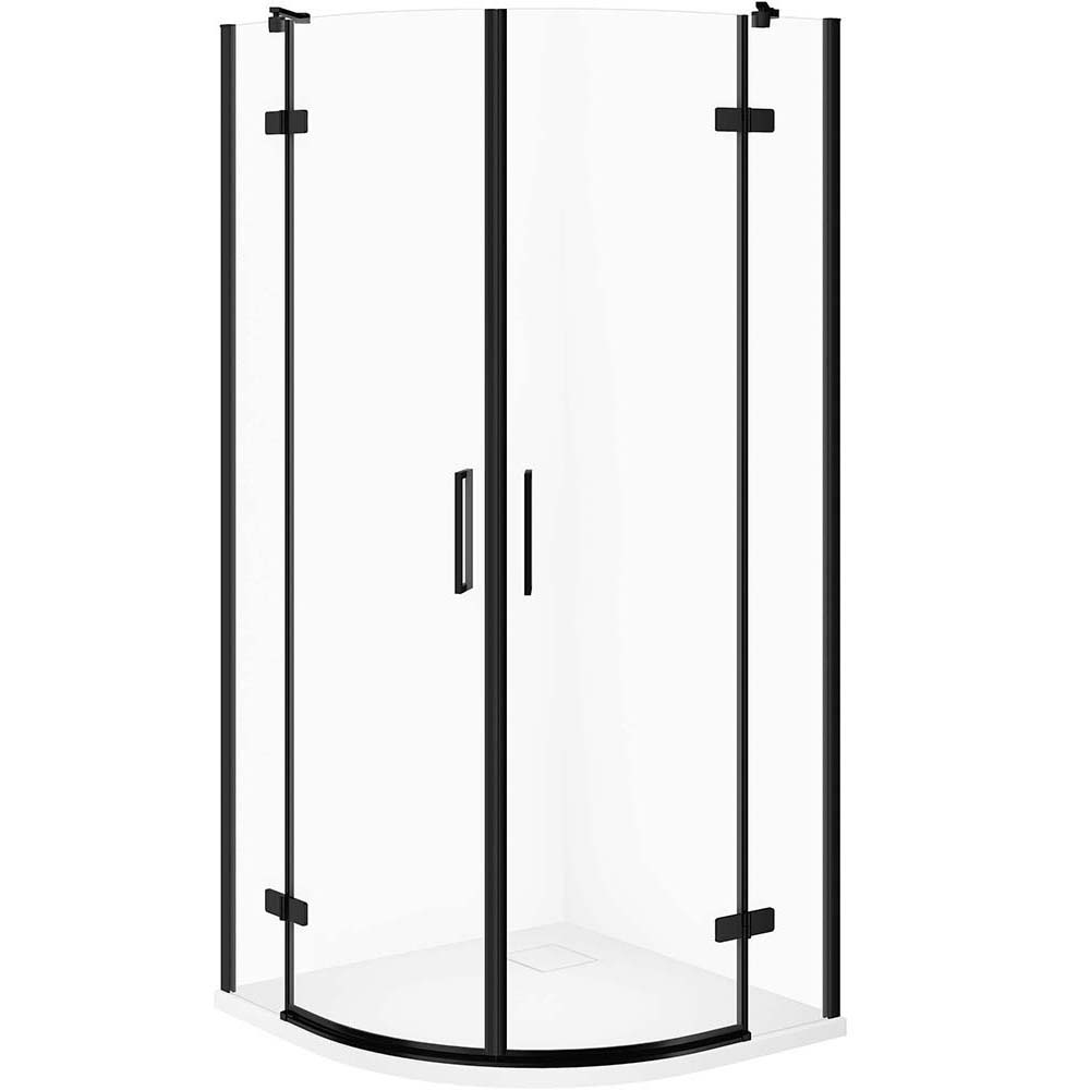 CERSANIT JOTA 90x90 sada půlkruhového sprchového koutu černá, sprchová vanička TAKO SLIM bílá matná S601-451